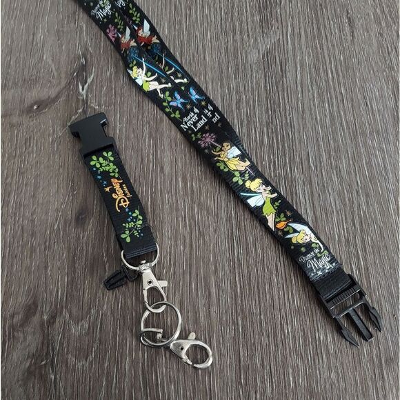 Disney Tinkerbell Black Lanyard with Keychain - Picture 2 of 3